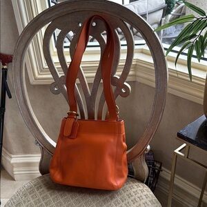 Coach Orange Structured Leather Shoulder Bag
